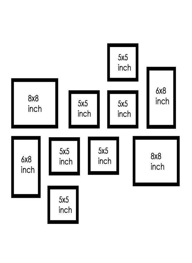i2 Frames 10 Individual Wall Hanging Collage Photo Frames Black with 8x8, 6x8 and 5x5 Inchs - Image 4